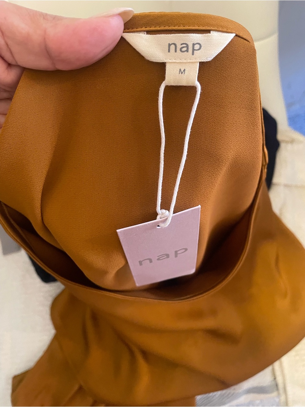 NAP Satin-Look Blouse in Mustard - Picture 2 of 16